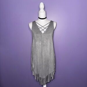 FINAL PRICE!!  Umgee Gray Fringe Sleeveless Tunic Top